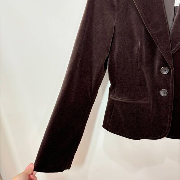 Vintage Express Brown Velvet Blazer Jacket Women 6 Dark Academia Gothic NWT - Picture 4 of 11